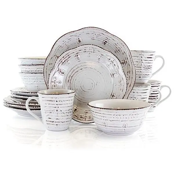 Elama Rustic Birch 16 Piece Stoneware Round Dinnerware Set Elama Rustic Birch 16 Piece Stoneware Round Dinnerware Set