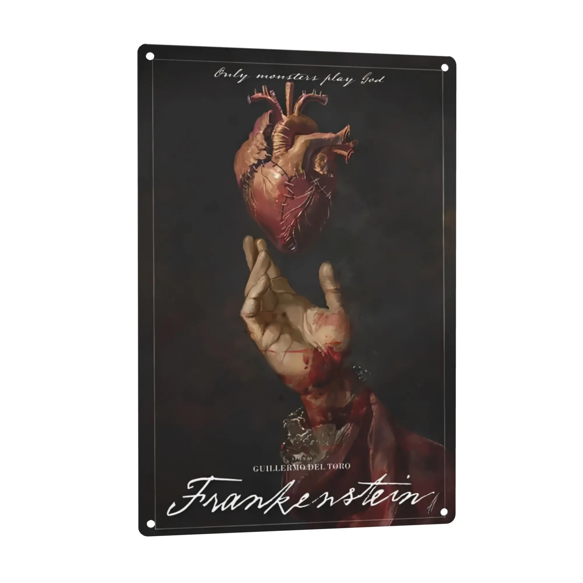 Gothic Horror Frankenstein Metal Vintage Wall  Plaque, 8*12in Dark Academia Aluminum Art Sign, Halloween Gothic  Gift for Bedroom Bar Man Cave, Halloween Gothic Decor Gift
