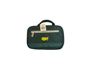 Masters Golf Embroidered Logo 2-Compartment Green Nylon Travel Toiletry Dopp Kit Bag Tote, Two-Compartment Toiletry Bags