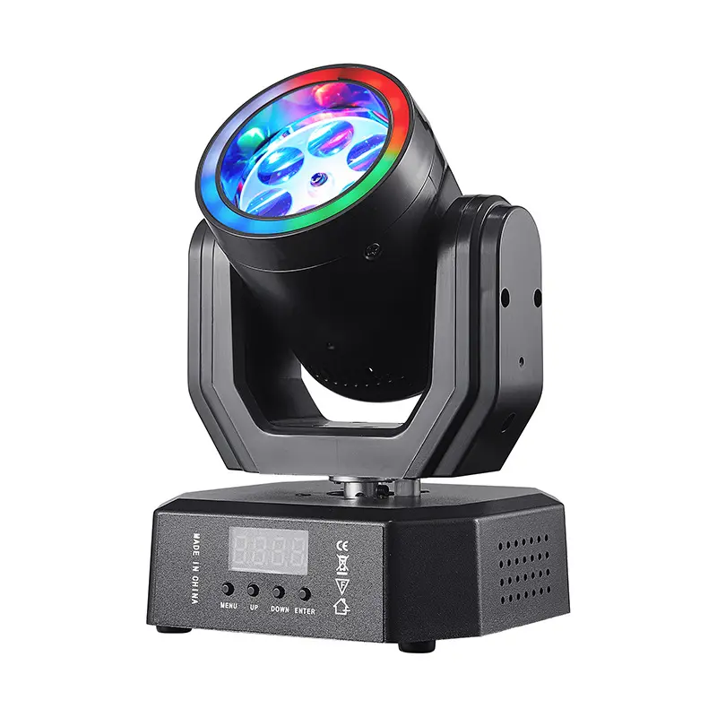 30W Compact Mini Electronic Moving Head LED Light - Bee-Eye Effect, Adjustable Customizable RGB Control, 50/60Hz Ready, Decorative Spotlight with Halo Effects, Remote/DMX512/Sound Control for Wedding DJs, Small Venues
