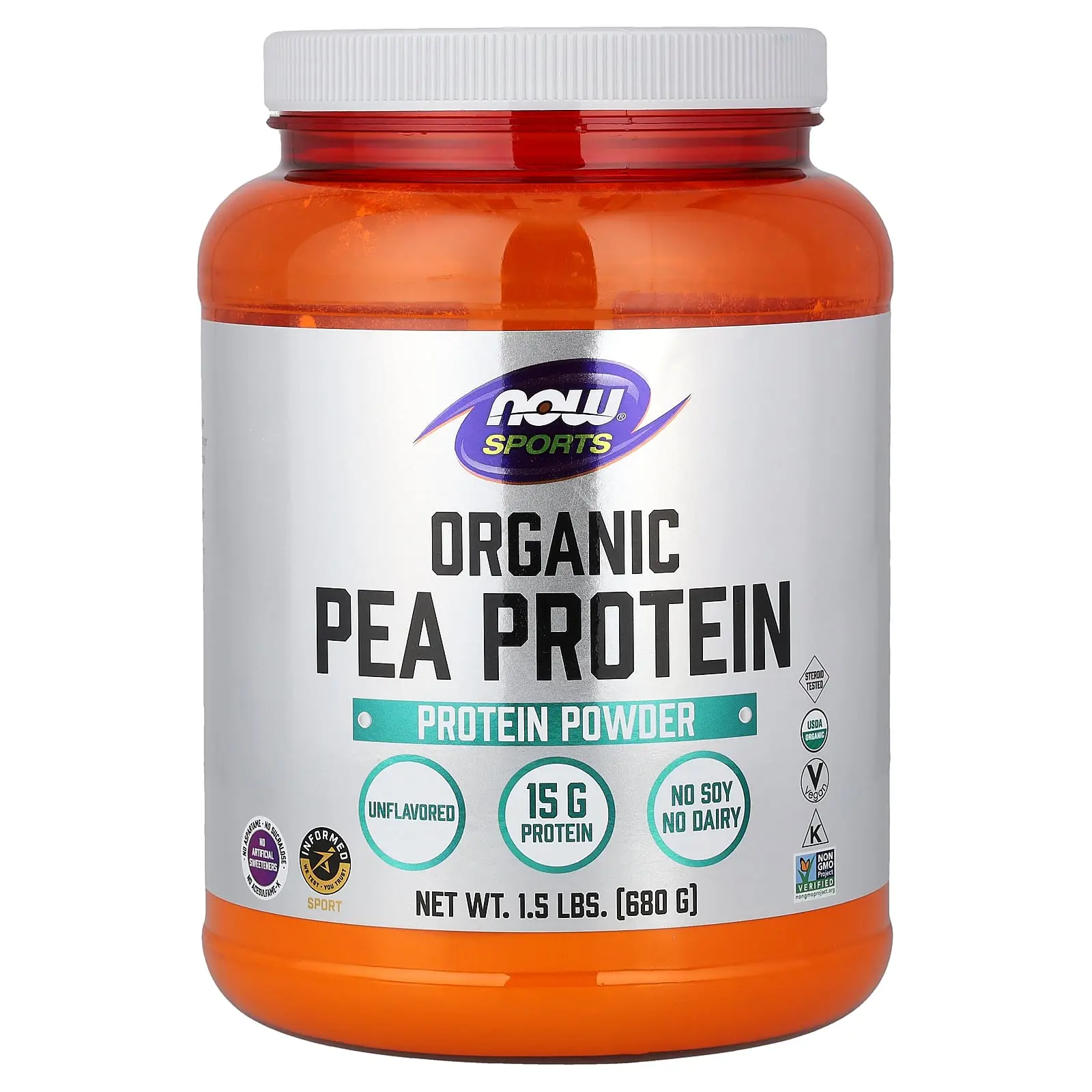 NOW Foods Sports, Organic Pea Protein Powder, Unflavored, 1.5 lbs (680 g) NOW Foods Sports, Organic Pea Protein Powder, Unflavored, 1.5 lbs (680 g)