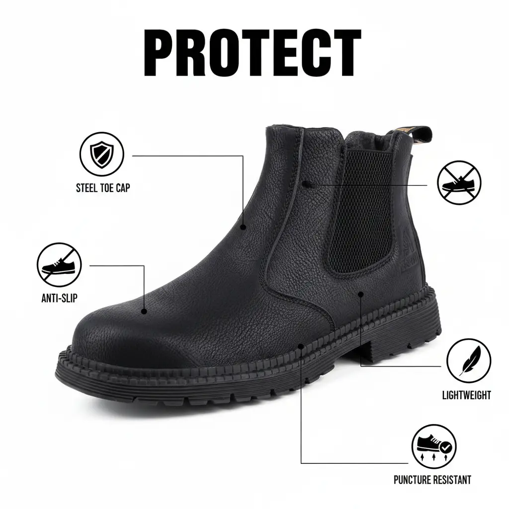 Protective Heavy-Duty Breathable Mesh Splash-Proof & 100% Waterproof Adult Carpentry Woodworking Painter Shoe - Anti-Slip Durable Comfortable Gear