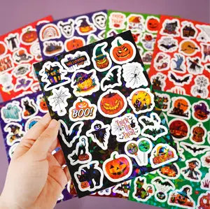 160 pcs Non-Repeating Halloween Stickers Bulk 8 Sheets Pumpkin Monster Candy Design Vinyl Waterproof for Scrapbook Party Favors Treat Bags Trick or Treat Gifts Classroom Prizes Goodie Bag Stuffers