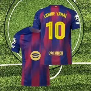La Liga 2025-26 Home Kit Lamine Yamal #10 Fan Edition Adult Red Blue Short-Sleeve Breathable Quick-Dry Soccer Jersey