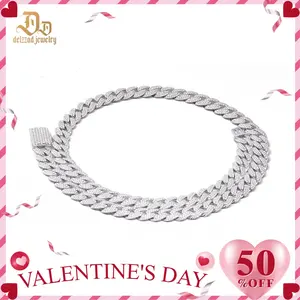 Delzzad (MSG.01) 14K Gold-Plated Hip Hop Bling Cuban Bracelet Necklace Chain VVS Synthetic Moissanite S925 Unisex Sparkle Cuban Chain Perfect for Any Occasion & Everyday Wear Birthday Anniversary Christmas Gifts