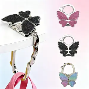 Butterfly Foldable Handbag Hanger, Portable Table Purse Hook Holder, Lightweight Folding Stand for Daily Table Side Bag Storage