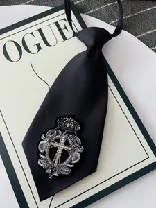 College Style Original Design Badge Tie, Embroidered Sequins, Unisex Fashion Accessory, Perfect for Parties, Travel, Shirts, Festivals