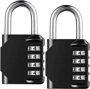 4 Digit Combination Padlock Set of 2, Resettable Heavy Duty Waterproof Lock, Outdoor Security Lock for Gym Locker, School Locker, Fence Gate, Toolbox, Hasp, Employee Locker, Travel & Storage Use Heavy Duty Security Padlock Set