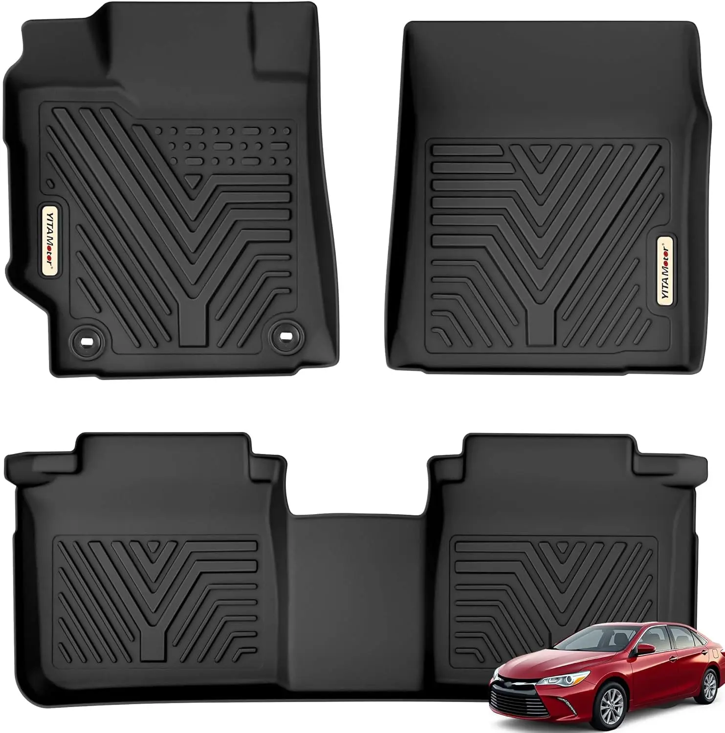 YITAMOTOR Floor Mats Compatible with 2015-2017 Toyota Camry (No Camry Hybrid Models), FWD Models Only, Custom Fit 1st & 2nd Floor Liner Set
