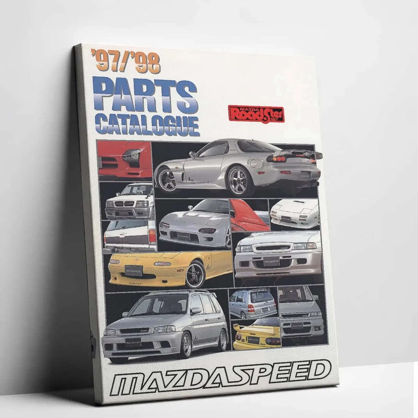 Unframed 90s JDM Car Canvas Art Print - Retro Mazdaspeed Parts Catalog Poster, Artistic Print Design, Creative Wall Decoration for RX7 Miata Garage, Creative Design Print