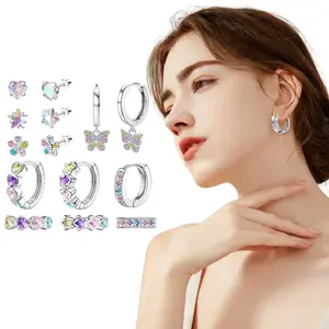 7 Pairs Hypoallergenic Girls Earrings Set 316L Stainless Steel Cute Hoop Stud Earrings for Sensitive Ears Fashion Accessories Safe & Durable