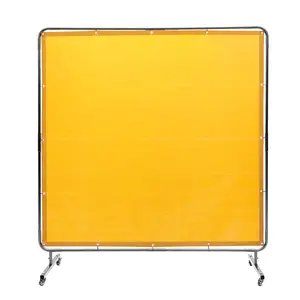 VEVOR Welding Screen with Frame, TikTokShopBlackFriday, 6' x 6' Welding Curtain Screen, Flame-Resistant Vinyl Welding Protection Screen on 4 Swivel Wheel (2 Lockable), Moveable & Professional for Workshop/Industrial, Yellow