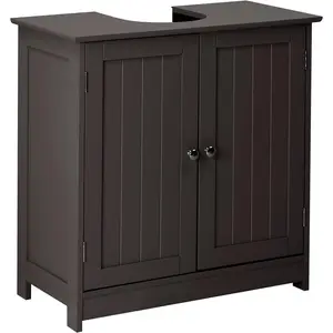 VINGLI Pedestal Sink Cabinet Traditional Under Sink Storage Cabinet Espresso Bathroom Vanity with 2 Doors Adjustabel Shelf 23.6" x 11.8"x 23.6"