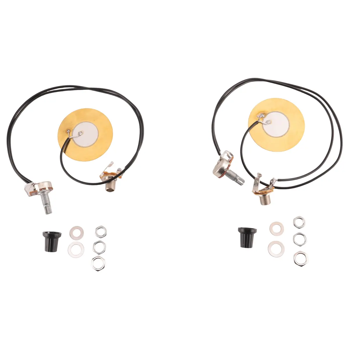 2Pcs 50MM Guitar Pickup Piezo Transducer Prewired Amplifier with 6.35MM Output Jack for Acoustic Guitar Ukulele Cigar Box Guitar