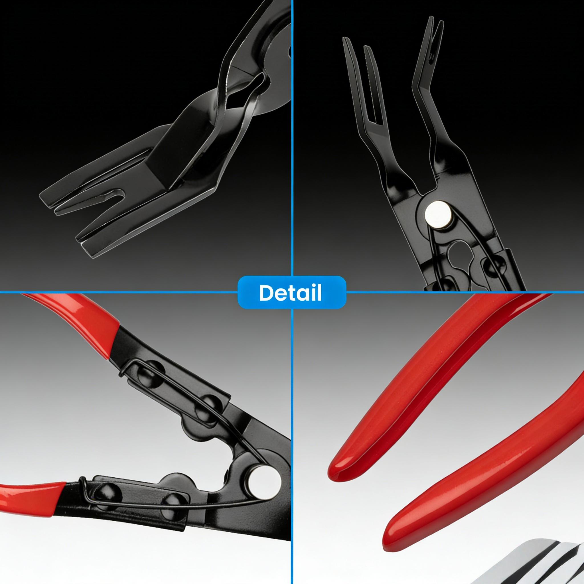 2-in-1 Car Clip Removal Pliers - 1-2mm Thin Plier Head, Spring-Loaded, Durable Trim Removal Tool for Round/Square Clips, Fasteners, Plastic Rivets, Must-Have DIY Auto Repair Tool for Car Interior Maintenance