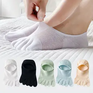 5 Pairs Women's Five-Toe Socks Short Summer Thin Invisible Non-Slip No Show Breathable Mesh Toe Separator Socks Low Cut