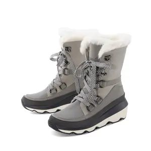 Women's Winter Snow Boots, Warm Comfortable Faux Fur Insulated Non-Slip Outdoor Lace-Up Florin Mid Calf Booties