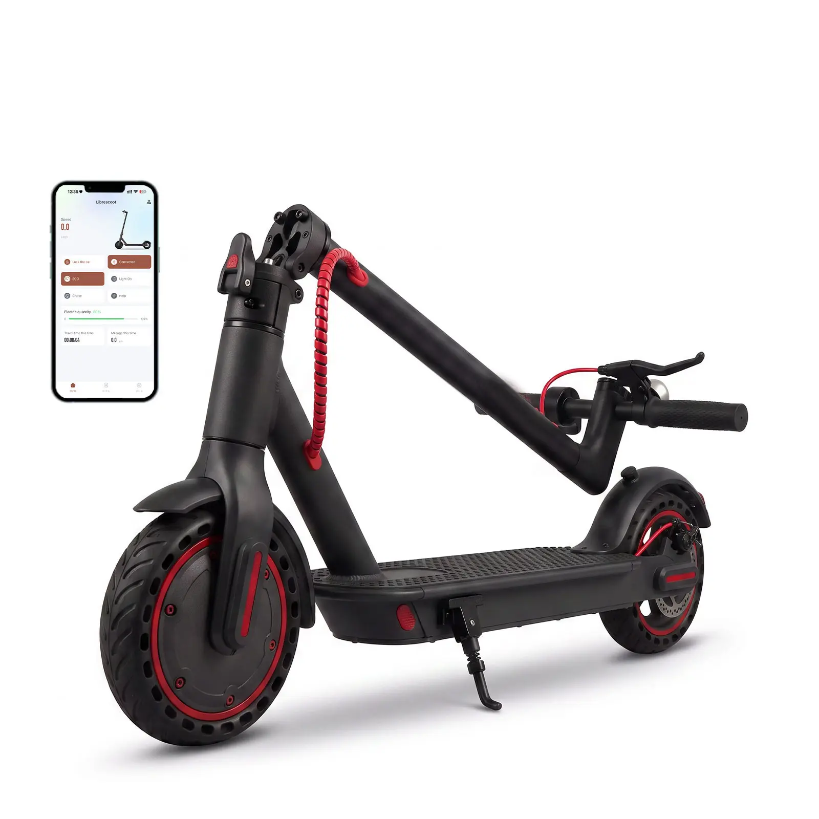 ABK-10 Adult Electric Scooter: 350W Peak Power Motor, 36V 10.2Ah Lithium Battery, Max Speed ​​15.5 mph, 20-Mile Range, 8.5-Inch Solid Tires, Foldable Commuter Scooter