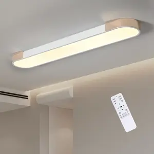 Garwarm  Modern LED Dimmable Ceiling Lamp with Remote Control - Linear Ceiling Light Chandeliers for Kitchen, Living Room, Dining Room, Bedroom (Gold, 39.4in)