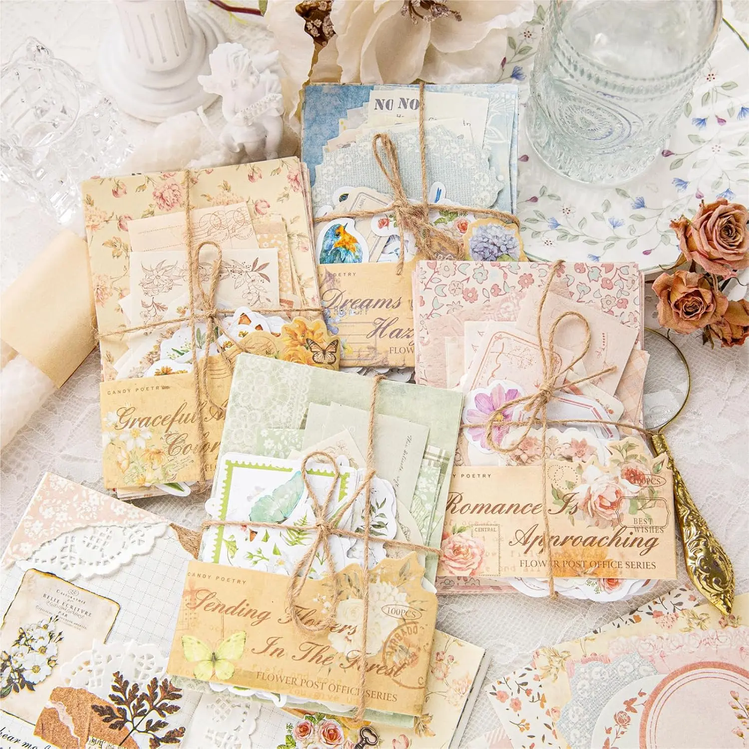 400Pcs Floral Scrapbook Paper & Stickers, 4 Packs Scrapbook Supplies Kit, Junk Journal Scrapbooking Paper for Journaling, Scrapbooking Embellishments, Planner, Card Making - Home Improvement.