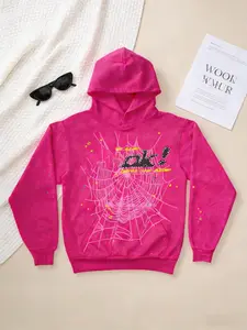 Men's Hip Hop Spider Web Pattern Graphic Alphabet Print Y2k Hoodie men woman print hoodie heavy-duty fashion sweatshirt fall outfit hoodies men Hip Hop Hoodie boyfriend christmas gifts boyfriend christmas gifts clearance deals today gifts for him washed