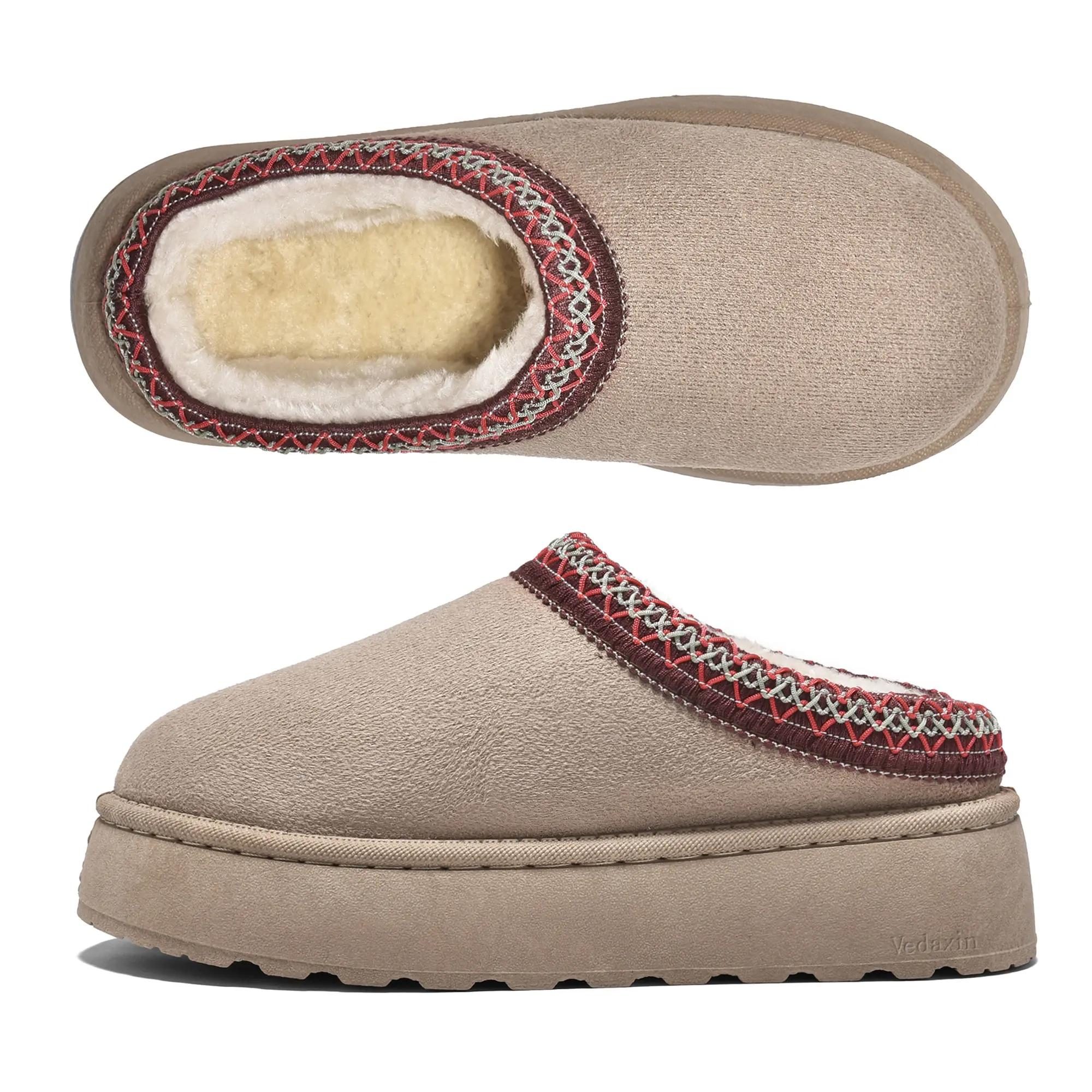 Women's Slippers Platform Boots Short Ankle Boot Fleece Lined Sneakers House slippers Anti-Slip Boot For Outdoor Shoes Springfresh