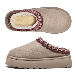 Women's Slippers Platform Boots Short Ankle Boot Fleece Lined Sneakers House slippers Anti-Slip Boot For Outdoor Shoes Springfresh