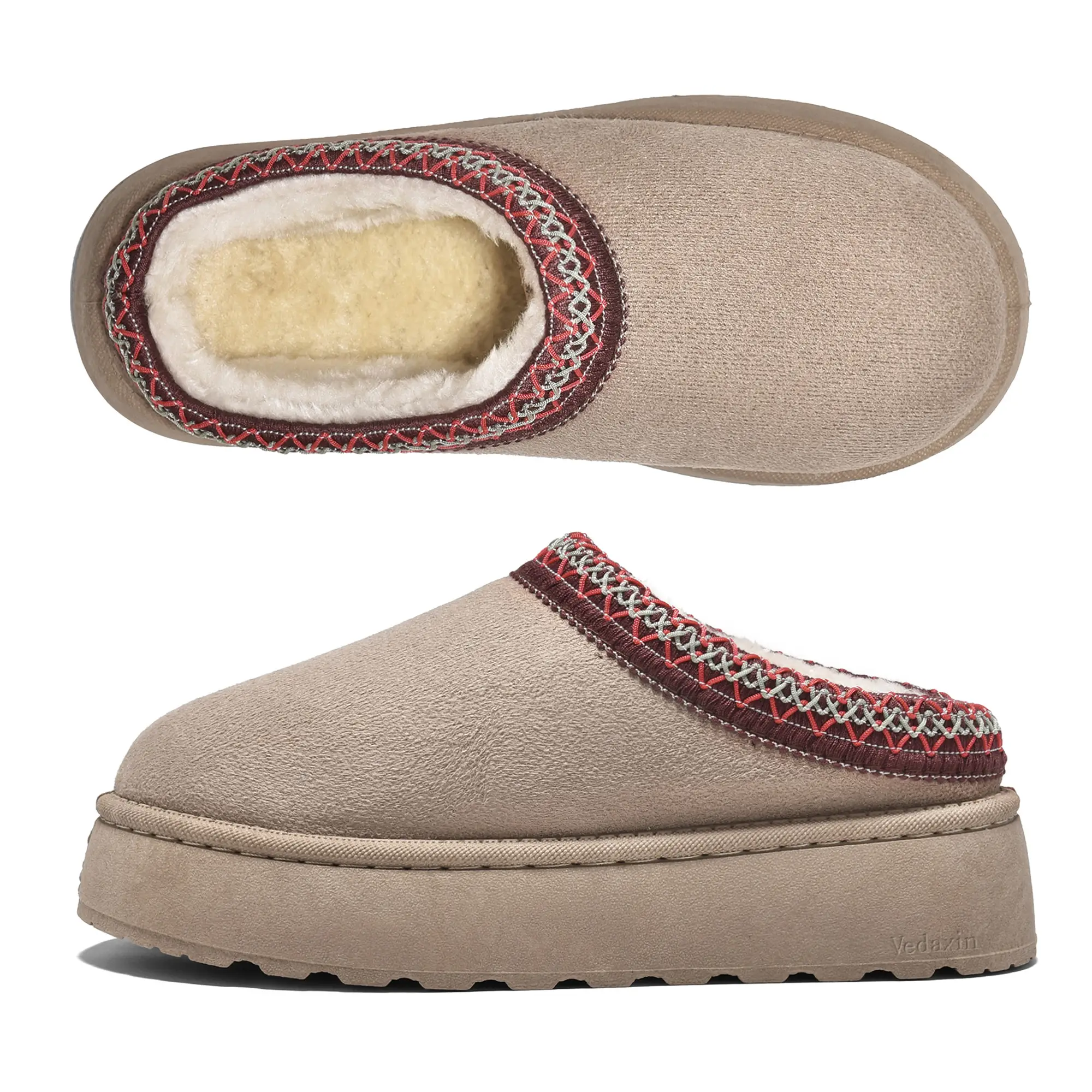 Women's Slippers Platform Boots Short Ankle Boot Fleece Lined Sneakers House slippers Anti-Slip Boot For Outdoor Shoes