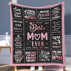 Mother's Day Gift, Letter Pattern Blanket, Soft Comfortable Throw Blanket, Air-conditioned Room Blanket, Warm Nap Blanket for Home & Office