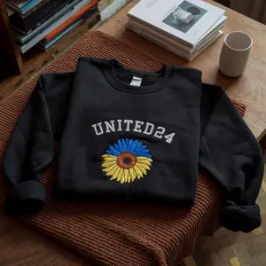 Embroidered united24 ukraine sweatshirt, Zelensky shirt, Graphic Shirt, Fun and Expressive, Gift For Him, Gift For Her
