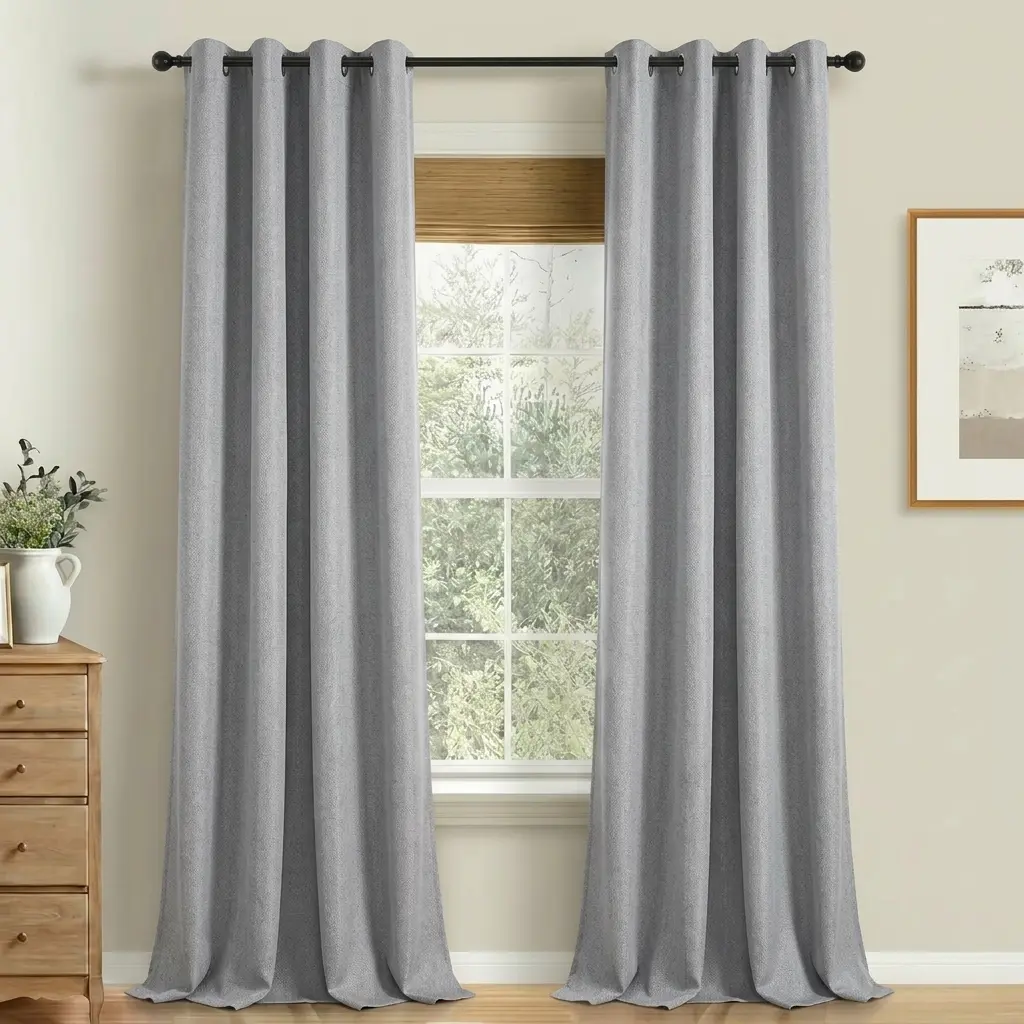 4 Pcs Blackout Curtains for Living Room Bedroom Blackout Curtains, Luxury Blackout & Thermal Curtains With Metal rings，Blackout Curtains for Windows Apartment，All season use
