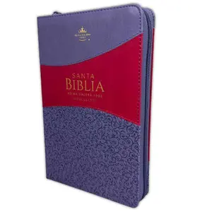 Biblia con Cierre Letra Grande 12 puntos para Mujer RV1960 imit piel lila y fucsia con índice