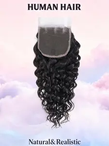 4x4 Water Wave Human Hair Lace Closure Natural Color Virgin Raw Human Hair With Baby Hair 1 piece Wet and Wavy Human Hair