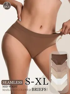 5-Pack Mario Color Mid-Waist Thong-Free Underwear Set, High Elasticity Breathable Butt-Lifted Panties, Ideal for Home & Outdoor Activities
