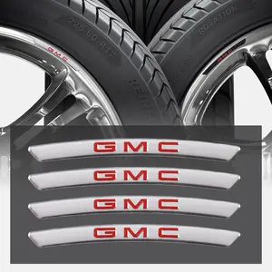 4pcs Aluminum Logo Car Wheel Rim Hub Sticker Car Decoration Car Decals For GMC Terrain Sierra Canyon Yukon Acadia Savana Denali AT4 Granite