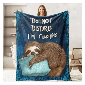 Sloth Throw Blanket For Adult, Sloth Lovers Gifts Blanket Cute Animal Home Room Decor, Flannel Soft Blanket For Bed Couch 50"X60", Soft And Comfortable Flannel Blanket