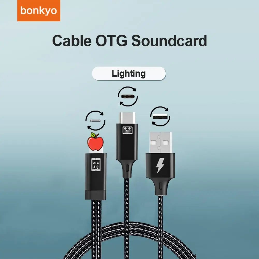 Bonkyo OTG Charging and Live Broadcast Cable for Smartphones - Lightning Conversion Cable for Enhanced Audio and Video Connectivity Usb Charge Usb Portable Power