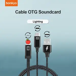 Bonkyo OTG Charging and Live Broadcast Cable for Smartphones - Lightning Conversion Cable for Enhanced Audio and Video Connectivity Usb Charge Usb Portable Power