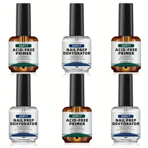 Nail Preparation Dehydrator + Acid-Free Base Coat Set, 6 Bottles DIY Manicure Tools Kit, Nail Care, Perfect Gift for Friends & Girls