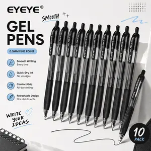 EYEYE G-103 10-Pack Retractable Gel Pens, Assorted Colors, Extra Fine Point, Quick Drying, Smooth Writing Colored Pens Set for Office & School Supplies, Father's Day Gift Idea