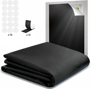 Blackout Curtains for Bedroom, Portable DIY Window Blinds, No Drill Window Shades & Blackout Blinds with Stickers & Tabs for Baby Nursery, Travel, Dorm Room (118" x 57")