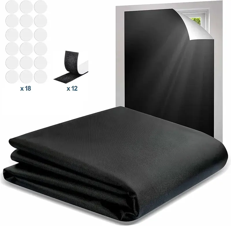 Blackout Curtains for Bedroom, Portable DIY Window Blinds, No Drill Window Shades & Blackout Blinds with Stickers & Tabs for Baby Nursery, Travel, Dorm Room (118" x 57")