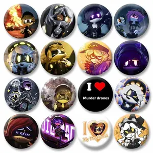 Murder Drones Anime Laple Pins Tinplate Round Brooch Cartoon Figure N J Cyn Cosplay Badge Backpack Clothes Hat Accessries Gifts