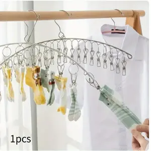 Stainless Steel Clothes Drying Hanger Windproof Clothing Rack Clips Sock Laundry Airer Hanger Underwear Socks Holder