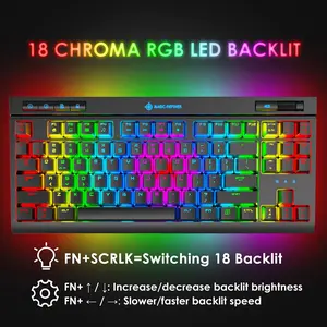ZIYOU LANG Mechanical Gaming Keyboard,87 Keys Chroma RGB LED Backlit,Black Computer Keyboard,Multimedia Keys,Anti-ghosting Keys