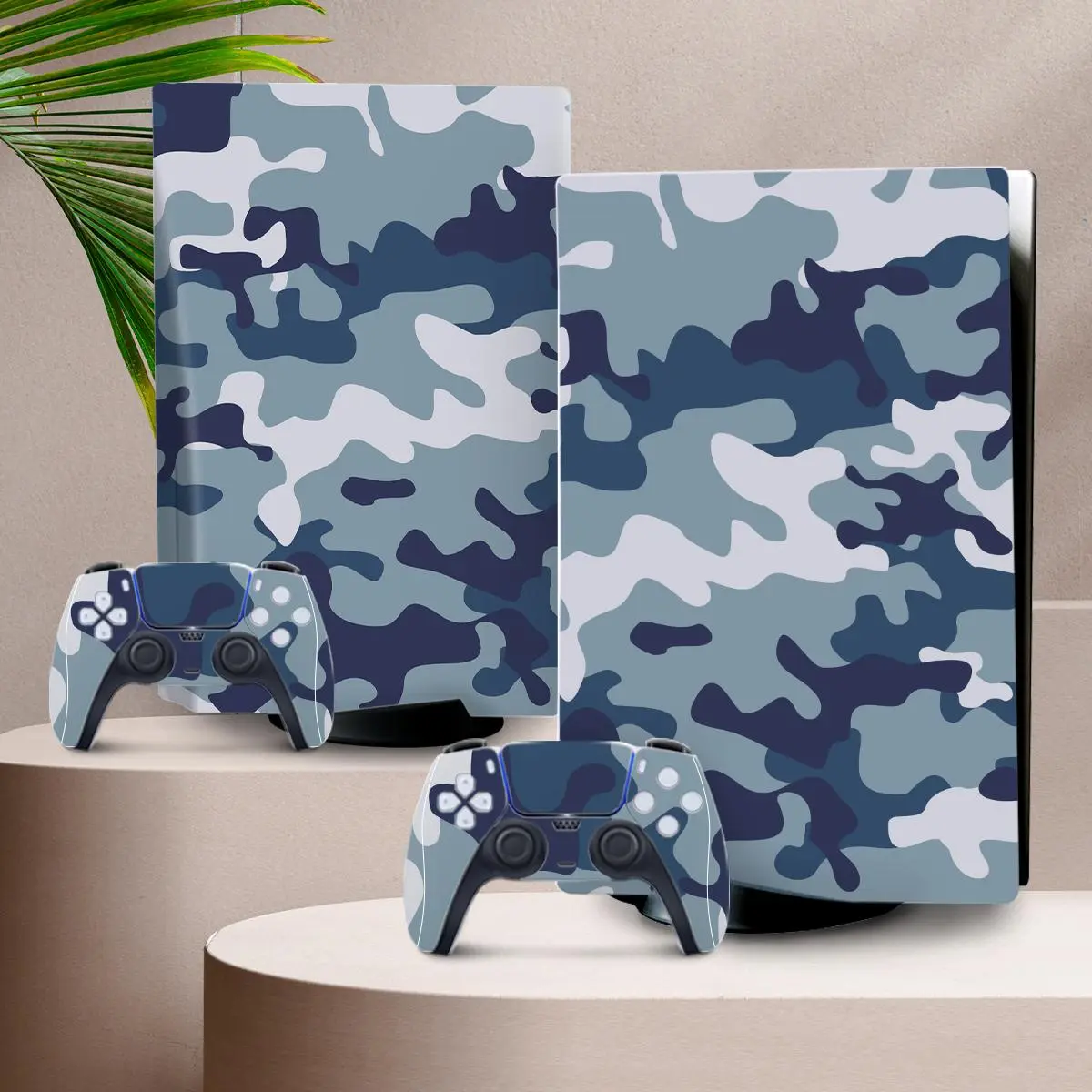 Camouflage Pattern Game Console Skin Sticker, Self-adhesive No-cut Scratch Protective Console Skin Sticker, Console Accessories for PS5, High Adhesive Stickers, Durable Adhesive Stickers