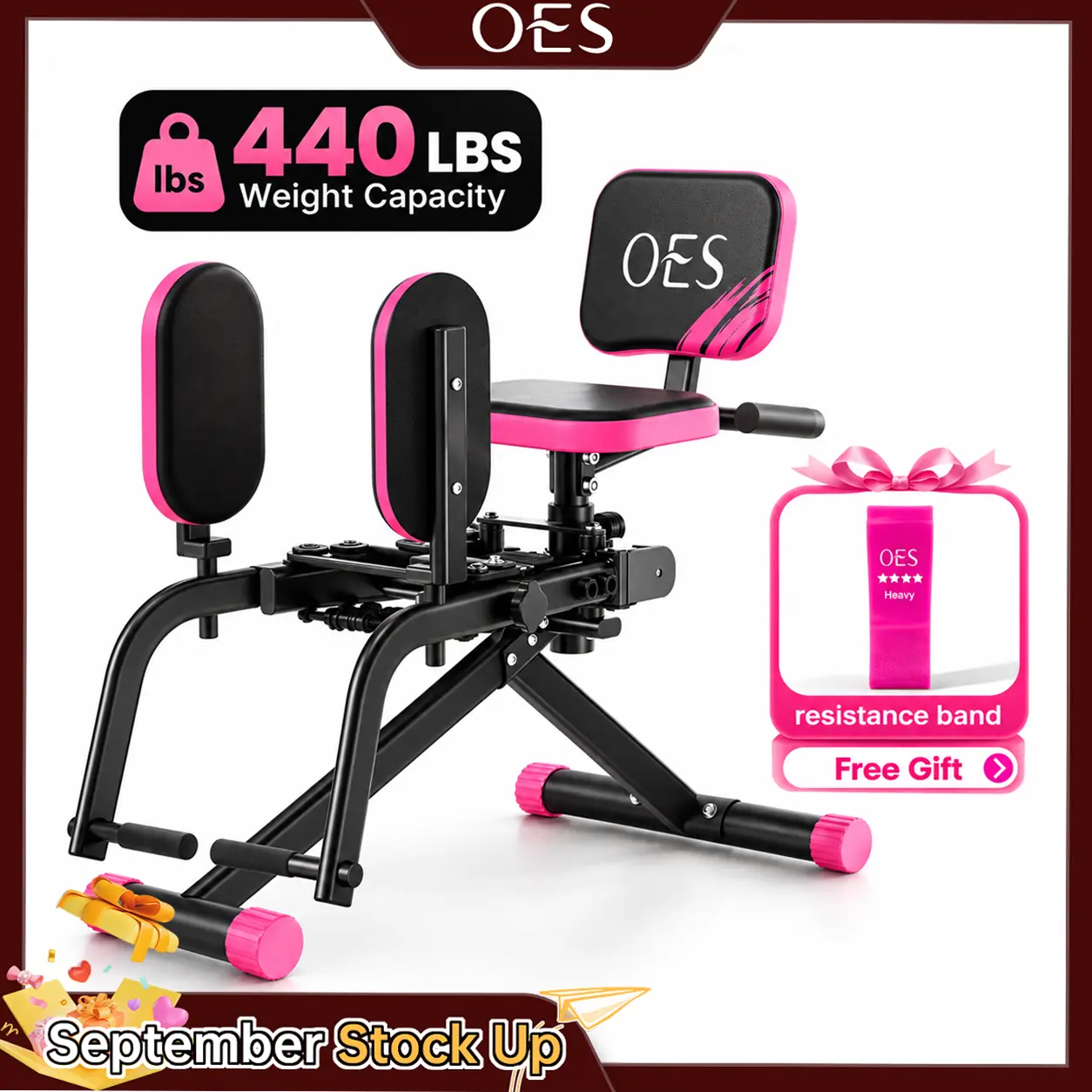 【September Stock Up】OES 2-in-1 Hip Abductor & Adductor Machine, 9-Level Adjustable Resistance Glute Exercise Machine for Home Gym, Lower Body Workout Equipment for Glutes, Hips & Thighs, Adjustable Seat & Dual Foot Bar