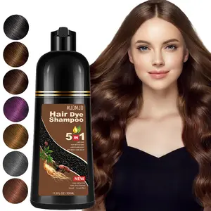Chocolate Brown Hair Dye Shampoo 5-in-1 – Instant Herbal Color in 10-15 Minutes – Long-Lasting Gray Coverage, Nourishing & Gentle – Vegan, Ammonia-Free Champú Para Canas Mujer y Hombre, 500ml