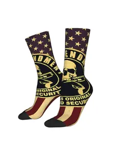 1 Pair Funny Crazy Sock for Men Second Amendment American Flag Graphic DesignHip Hop Vintage Happy Quality Pattern Printed Crew compression Sock Novelty Gift