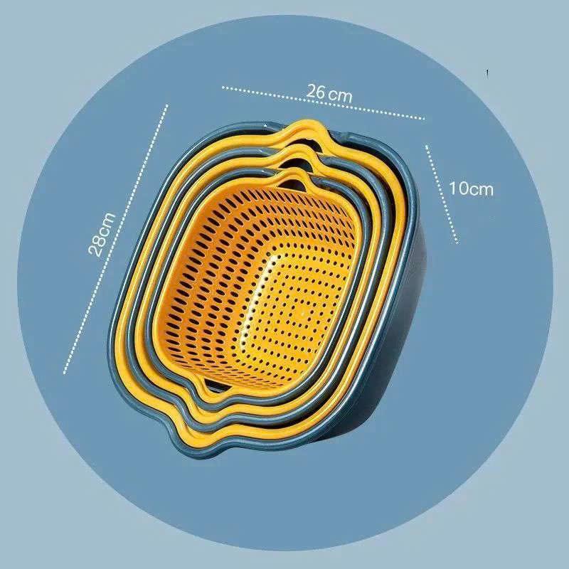 Rổ nhựa chữ nhật kèm chậu bộ 6 món Việt Nhật Babee